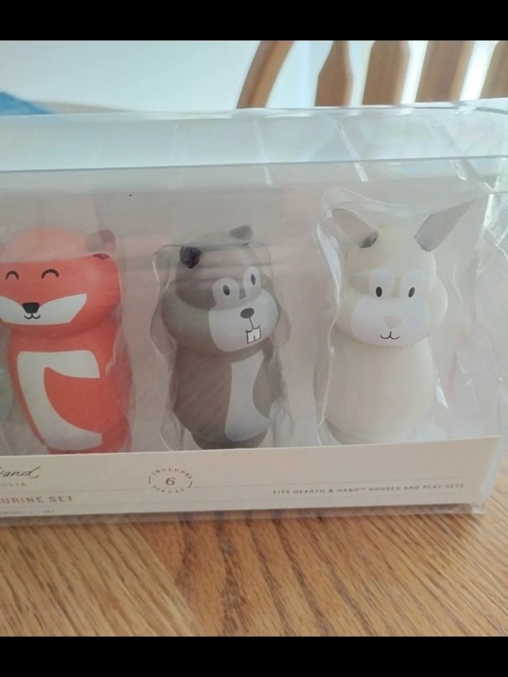 Hearth & Hand Magnolia Woodland Animals Wooden 6 Figures Set Raccoon Rabbit Bear